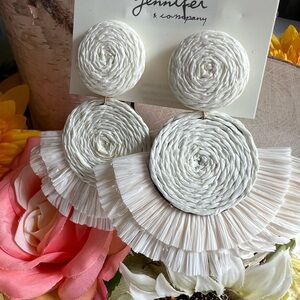 Statement Raffia Earrings 3 1/2” Long